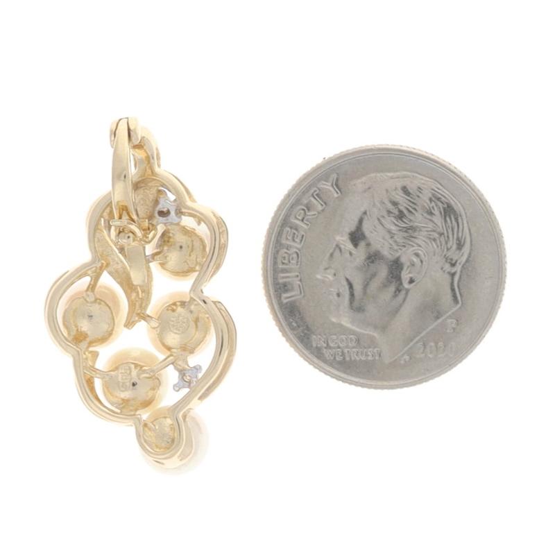 Gelbgold Akoya Perle & Diamant Enhancer Anhänger - 14k Trauben-Cluster Damen