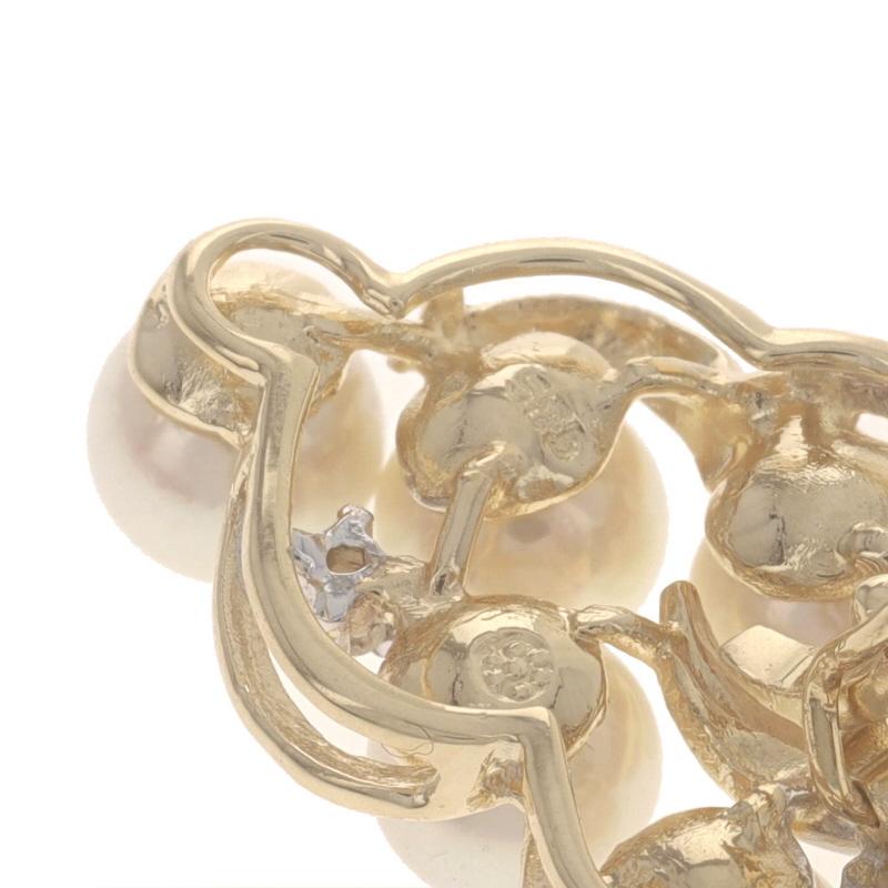 Gelbgold Akoya Perle & Diamant Enhancer Anhänger - 14k Trauben-Cluster 1