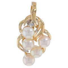 Gelbgold Akoya Perle & Diamant Enhancer Anhänger - 14k Trauben-Cluster