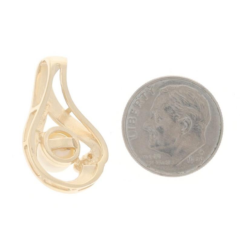 Yellow Gold Akoya Pearl & Diamond Slide Pendant - 14k In Excellent Condition For Sale In Greensboro, NC