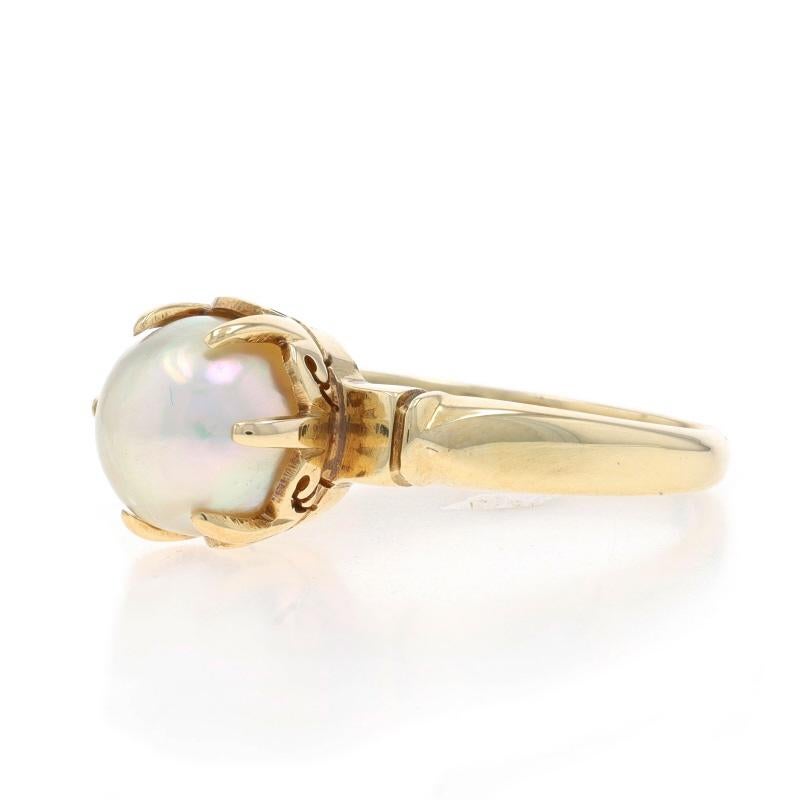 Perle Bague solitaire édouardienne en or jaune avec perle d'Akoya - 14k GIA Antique en vente