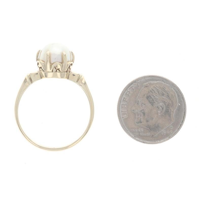 Bague solitaire édouardienne en or jaune avec perle d'Akoya - 14k GIA Antique Pour femmes en vente
