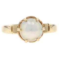 Anello solitario edoardiano con perla Akoya in oro giallo - 14k GIA antico