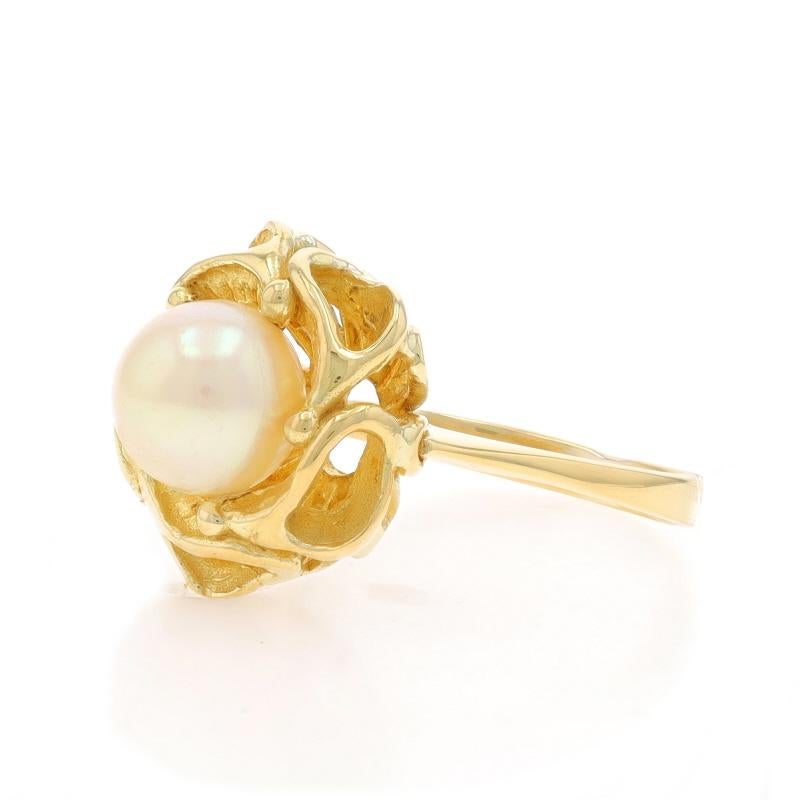 Anello solitario con fiore di perla Akoya in oro giallo 18k Blossom In condizioni ottime in vendita a Greensboro, NC