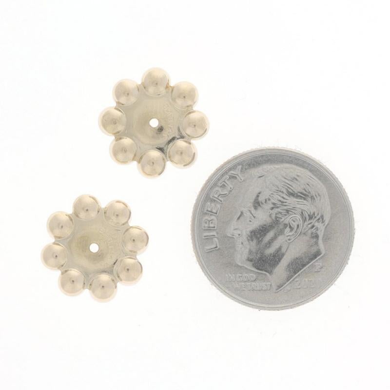 Yellow Gold Akoya Pearl Halo Earring Enhancers - 14k Stud Jackets In Excellent Condition In Greensboro, NC