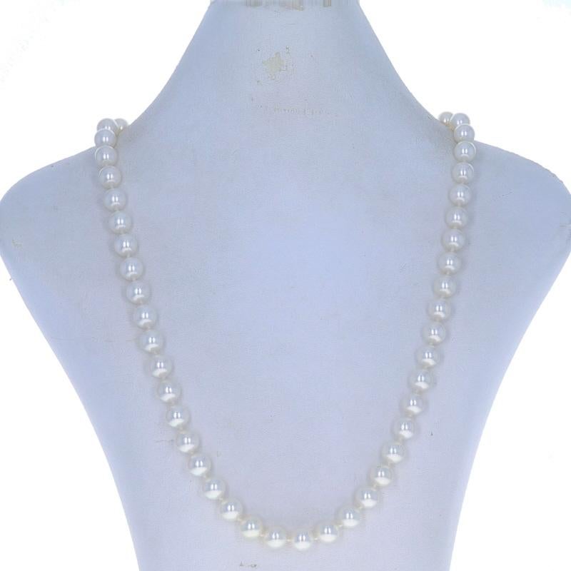 Bead Yellow Gold Akoya Pearl Knotted Strand Necklace 20 1/2