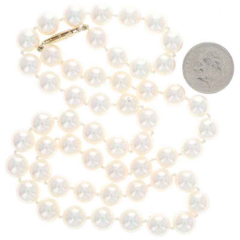 Yellow Gold Akoya Pearl Knotted Strand Necklace 20 1/2