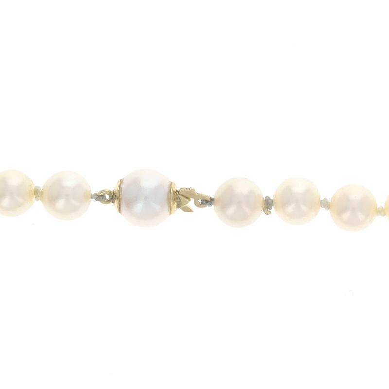 Yellow Gold Akoya Pearl Knotted Strand Necklace 37