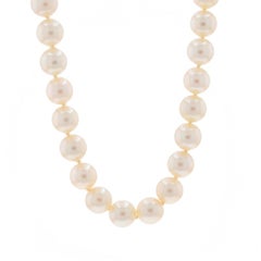 Yellow Gold Akoya Pearl Knotted Strand Pendant 17 3/4" - 14k Bow