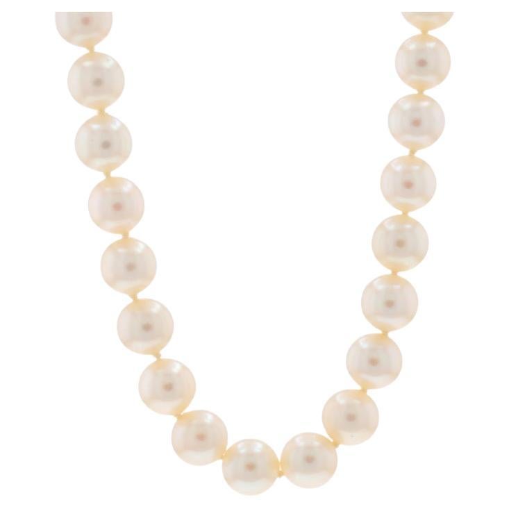 Yellow Gold Akoya Pearl Knotted Strand Pendant 17 3/4" - 14k Bow