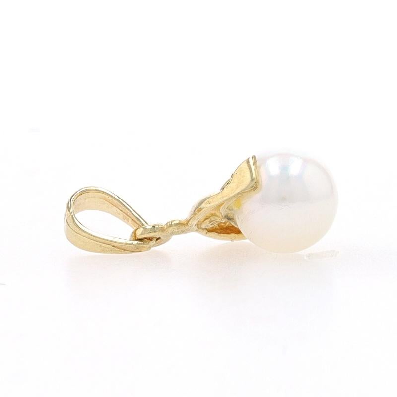 Bead Yellow Gold Akoya Pearl Playful Dolphin Solitaire Pendant - 14k Ocean Life