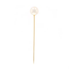 Yellow Gold Akoya Pearl Vintage Stickpin - 14k Solitaire