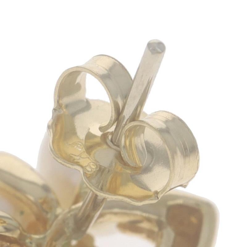 Boucles d'oreilles courtes en or jaune Akoya Perles Emeraude Diamant - 18k .19ctw Pierced en vente 2
