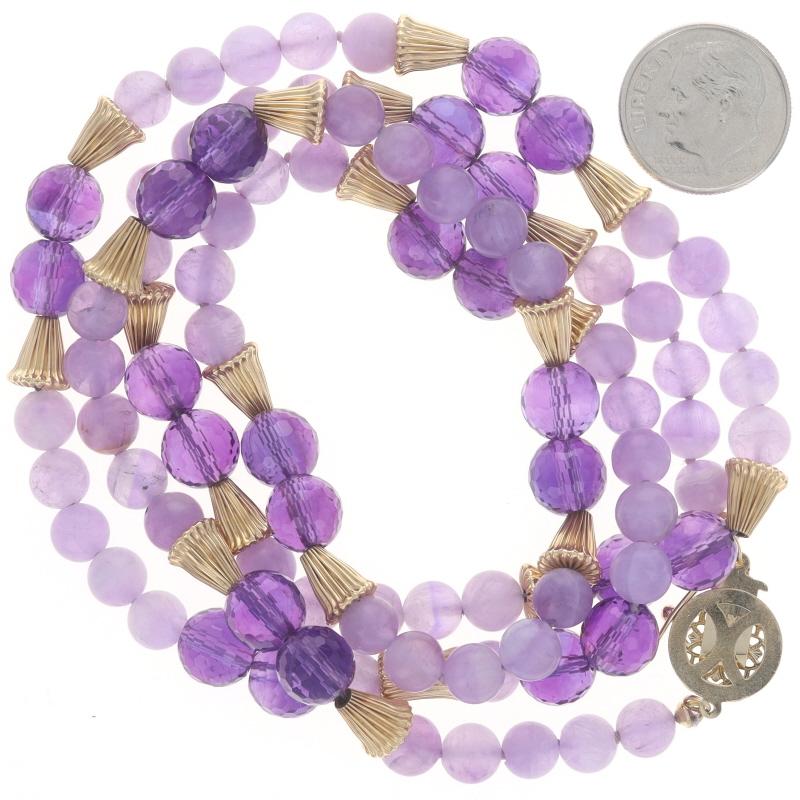 Yellow Gold Amethyst Beaded Necklace 29 1/4