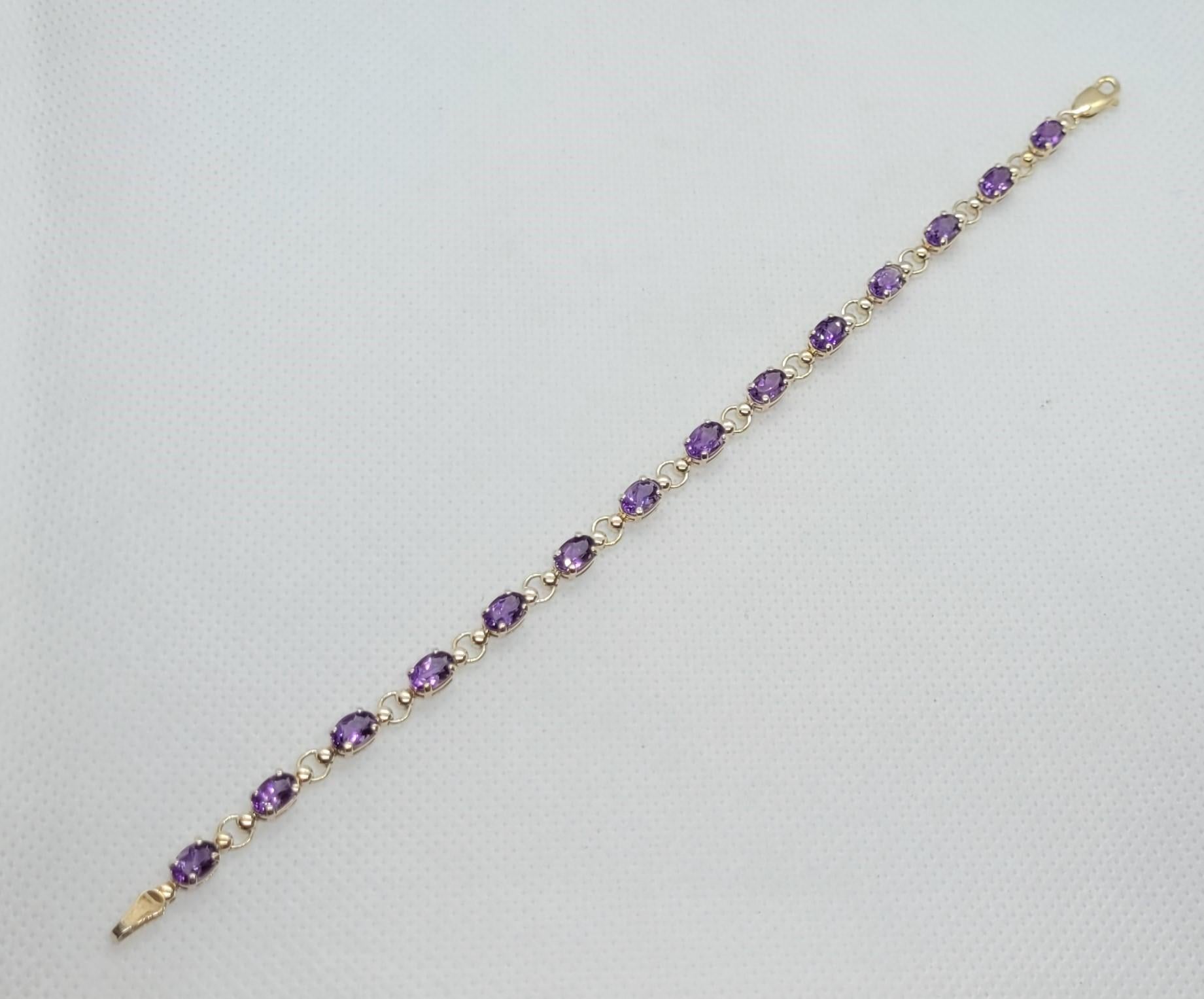 Gelbgold Amethyst Armband, 6 x 4 mm Oval Amethyst, 10kt Gold, 7,25 Zoll 1