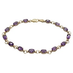 Used Yellow Gold Amethyst Bracelet, 6 x 4 mm Oval Amethyst, 10kt Gold, 7.25 Inches
