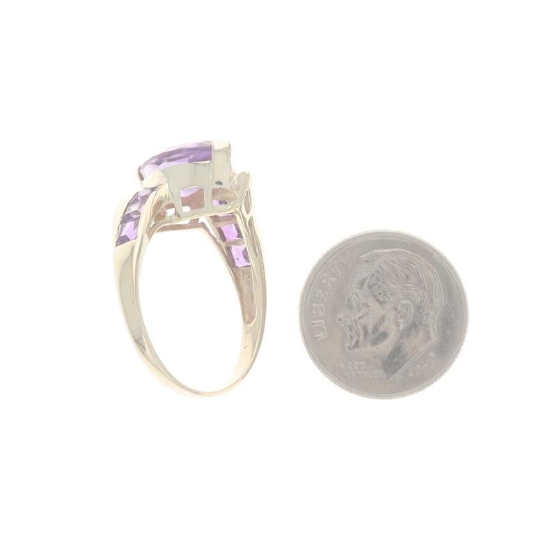Women's Yellow Gold Amethyst Bypass Ring - 10k Marquise & Square 2.25ctw Sz 7 1/2 For Sale