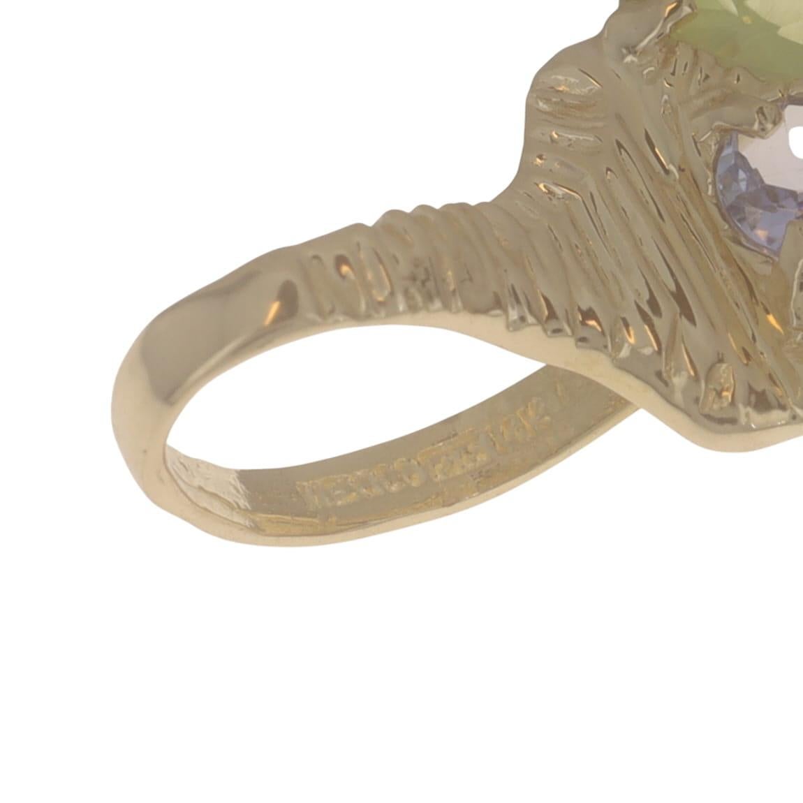 Gelbgold Amethyst Citrin Peridot Kreuz Anhänger - 14k Marquise 3,18ctw Glaube Damen im Angebot