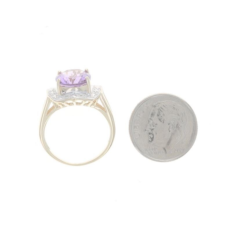 Yellow Gold Amethyst Cocktail Solitaire Ring - 10k Oval 3.20ct For Sale 1