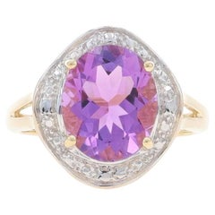 Gelbgold Amethyst Cocktail Solitär Ring - 10k Oval 3,20 Karat