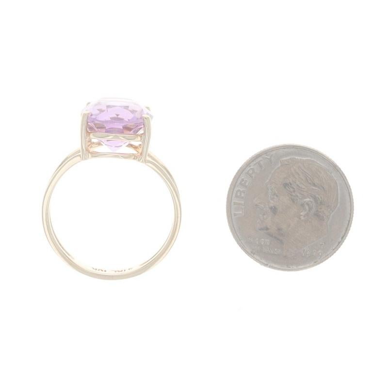 Women's Yellow Gold Amethyst Cocktail Solitaire Ring - 10k Oval 4.70ct For Sale
