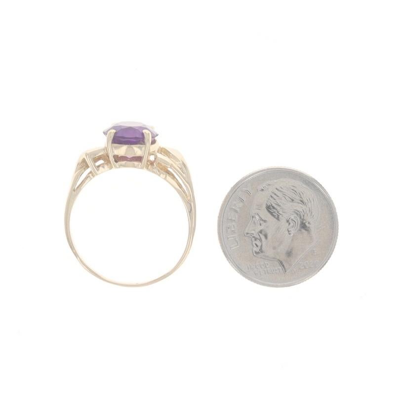 Yellow Gold Amethyst Cocktail Solitaire Ring - 14k Oval 2.40ct For Sale 1