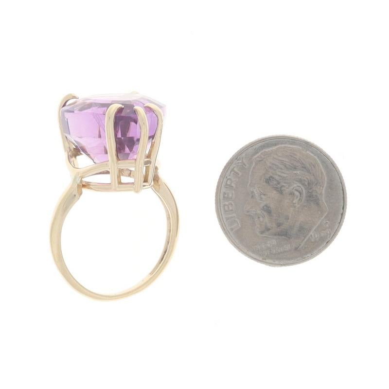 Yellow Gold Amethyst Cocktail Solitaire Ring - 14k Pear 12.75ct For Sale 1