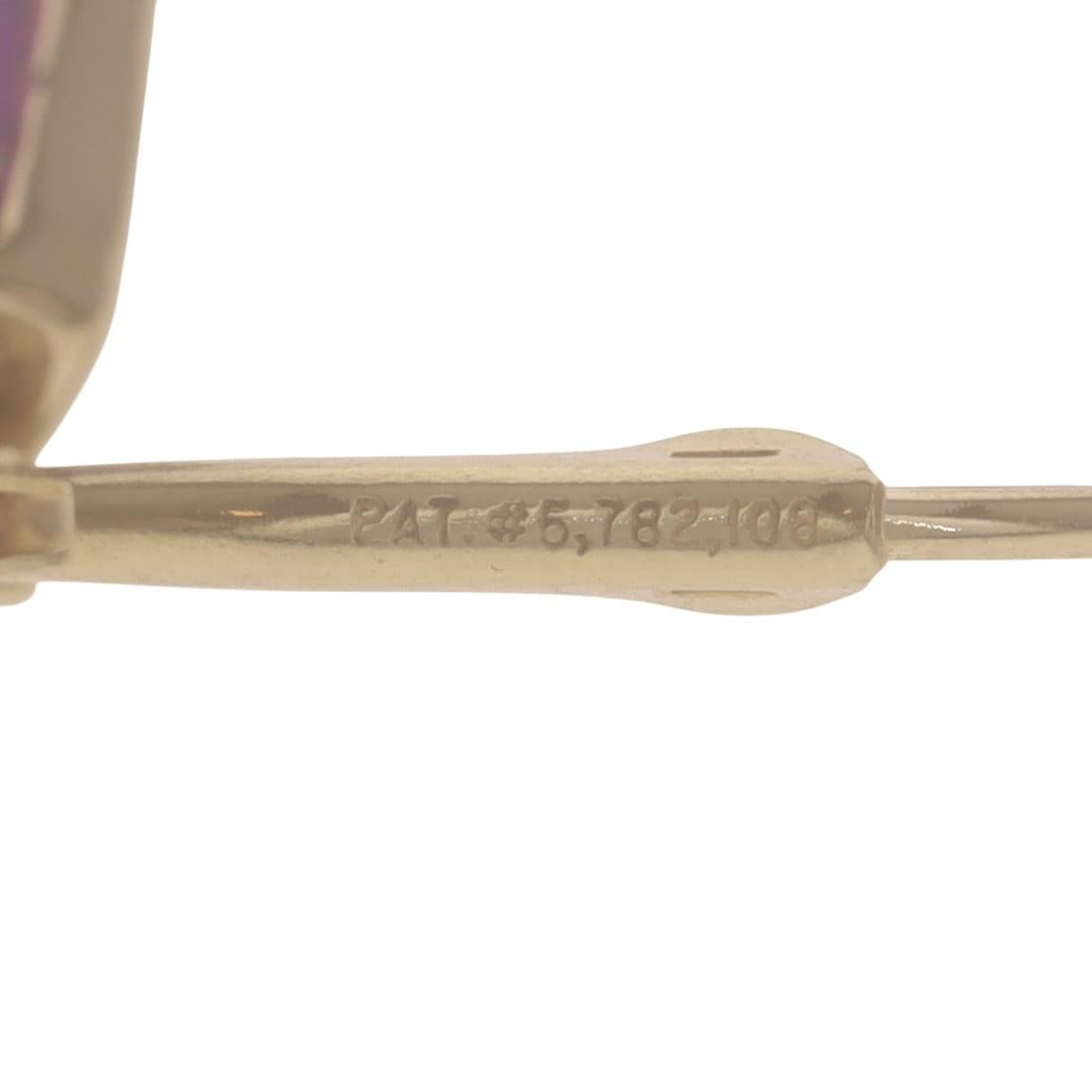 Boucles d'oreilles pendantes en or jaune avec améthyste - 14k Emerald 3.20ctw Pierced en vente 1