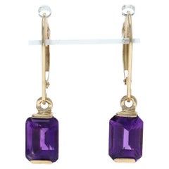 Orecchini pendenti in oro giallo con ametista - 14k Smeraldo da 3,20ctw