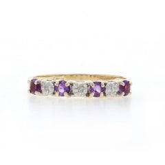 Yellow Gold Amethyst Diamond Band - 10k Round .22ctw Four-Stone Ring