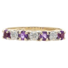 Yellow Gold Amethyst Diamond Band - 10k Round .22ctw Four-Stone Ring