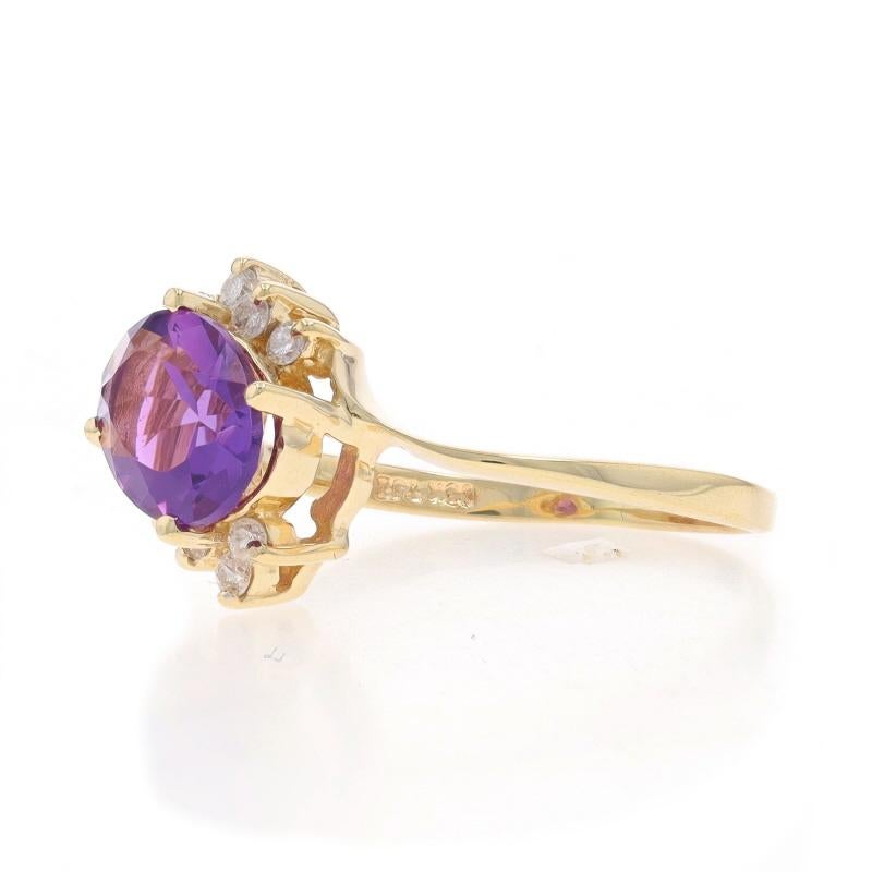 Yellow Gold Amethyst Diamond Bypass Ring - 10k Oval 1.95ctw In Excellent Condition For Sale In Greensboro, NC