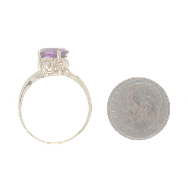 Yellow Gold Amethyst Diamond Bypass Ring - 10k Oval 1.95ctw For Sale 1