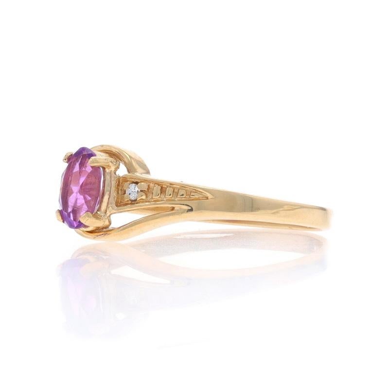 Yellow Gold Amethyst Diamond Bypass Ring - 10k Oval 2.00ctw In Excellent Condition For Sale In Greensboro, NC