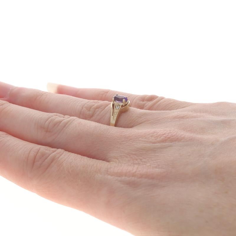 Women's Yellow Gold Amethyst Diamond Bypass Ring - 10k Oval 2.00ctw For Sale
