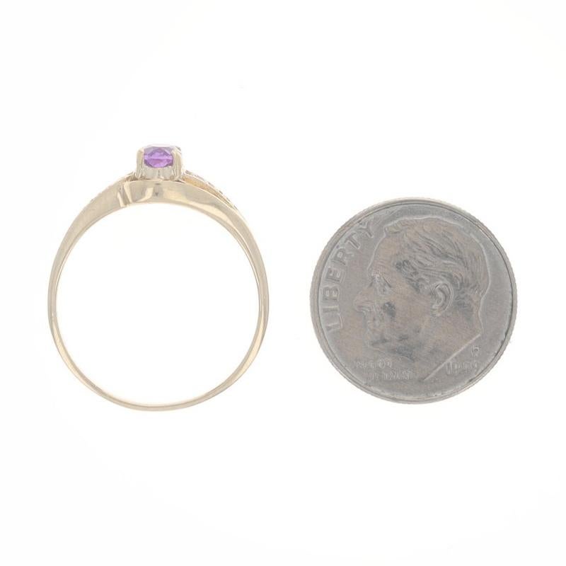 Yellow Gold Amethyst Diamond Bypass Ring - 10k Oval 2.00ctw For Sale 1