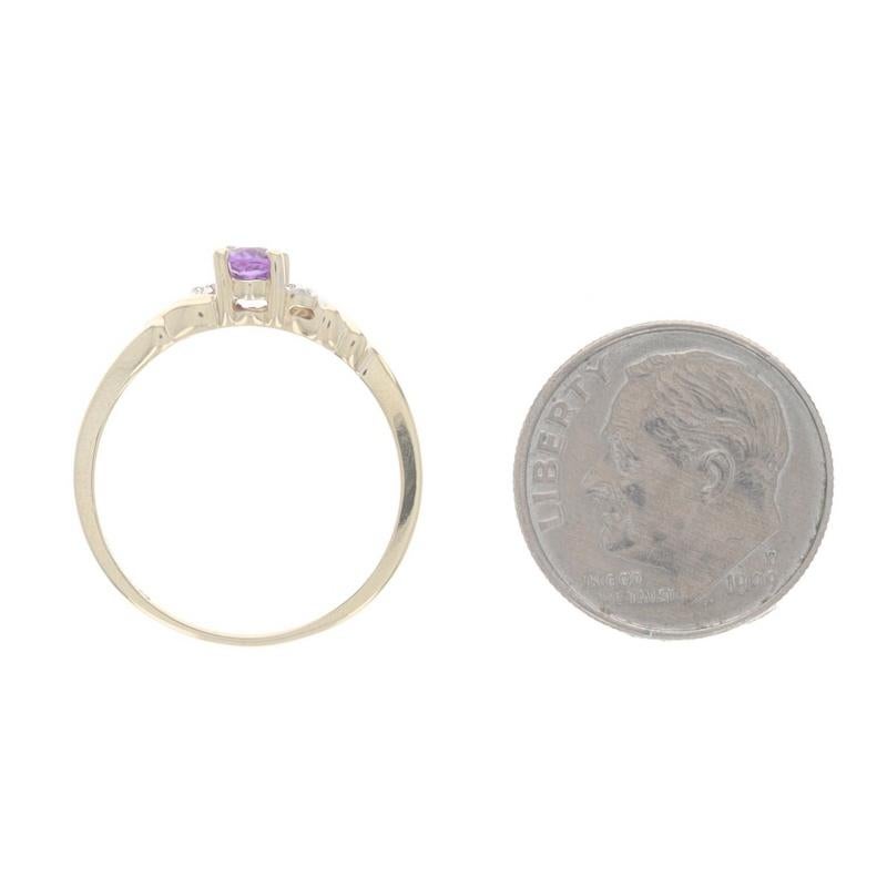 Yellow Gold Amethyst & Diamond Bypass Ring - 10k Oval .23ct For Sale 1