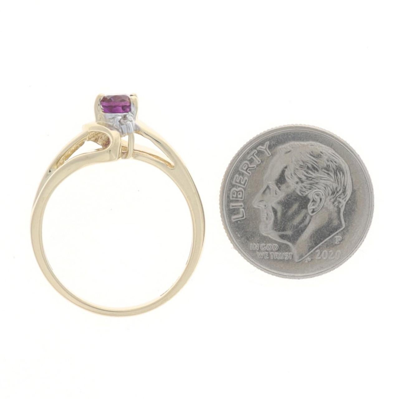 Oval Cut Yellow Gold Amethyst & Diamond Bypass Ring 10k Oval .45ct