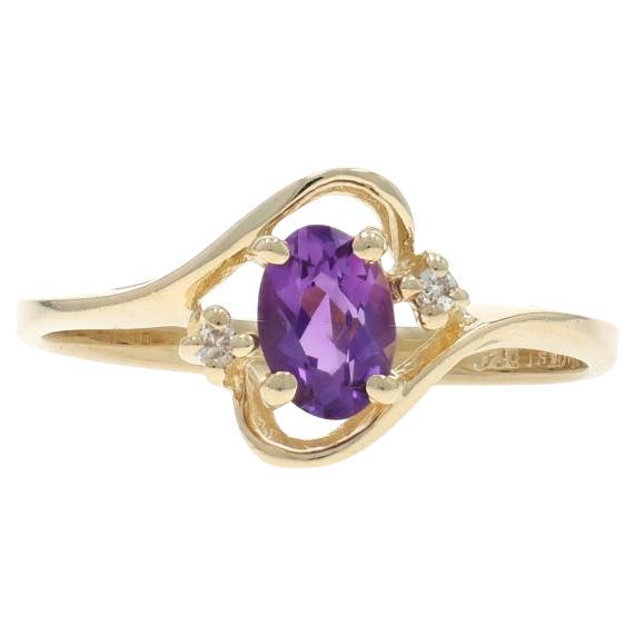 Gelbgold Amethyst Diamant Bypass Ring - 10k Oval .47ctw
