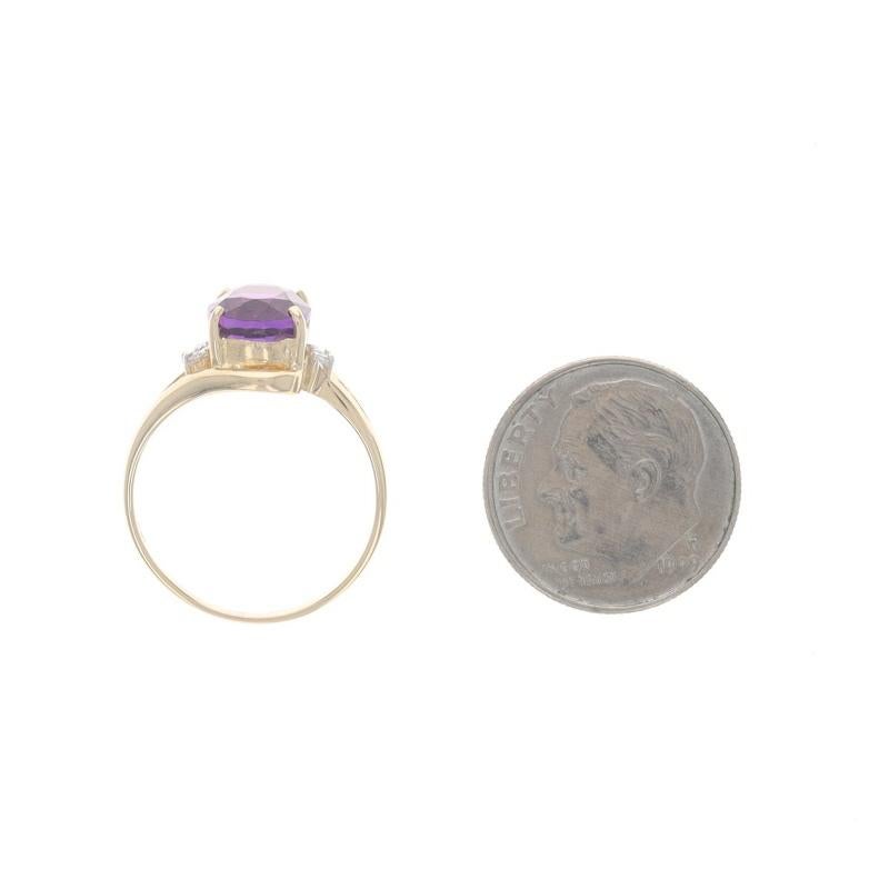 Yellow Gold Amethyst Diamond Bypass Ring - 14k Oval 1.77ctw For Sale 1