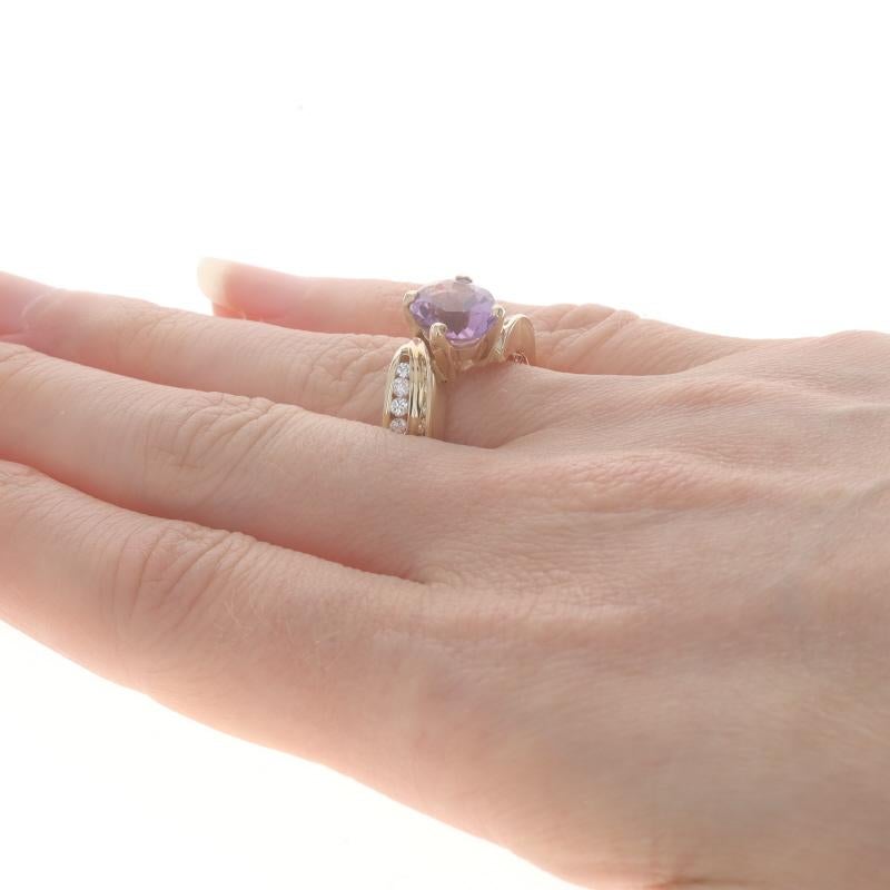 Bague bypass en or jaune 14 carats avec améthyste et diamants, 2,40 carats poids total Pour femmes en vente