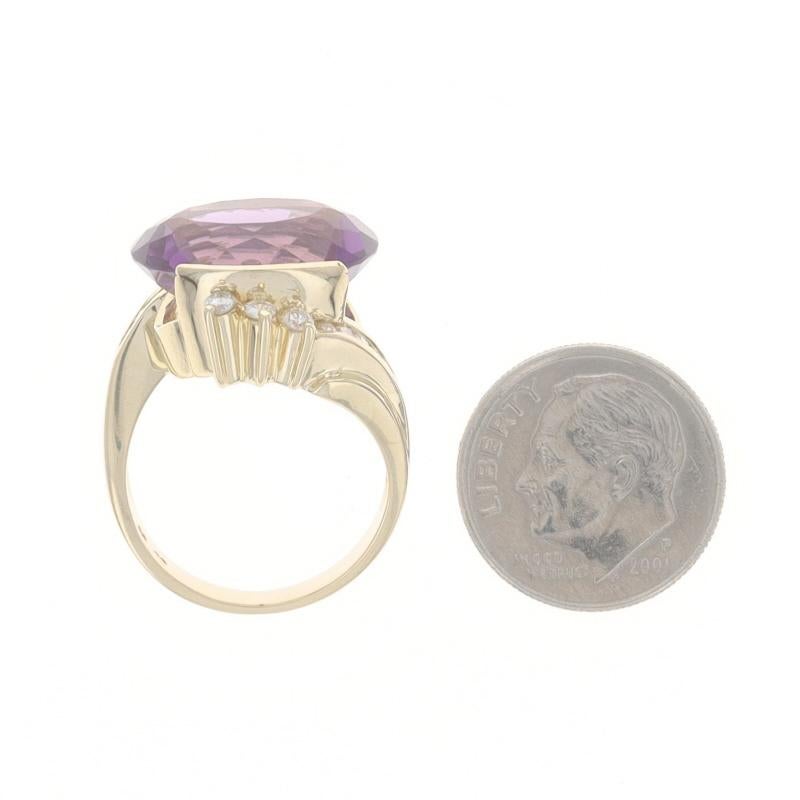 Bague bypass en or jaune 18 carats avec améthyste et diamants, 8,00 carats poids total en vente 1