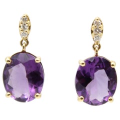 Yellow Gold Amethyst Diamond Earrings