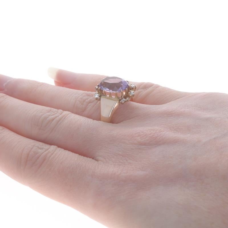 Edwardianischer Ring aus Gelbgold mit Amethyst und Diamant - 10k Oval 2,95ctw Antik Damen