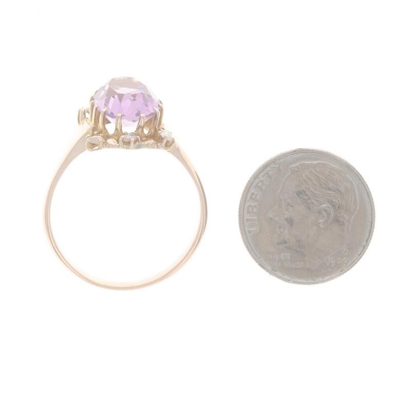 Edwardianischer Ring aus Gelbgold mit Amethyst und Diamant - 10k Oval 2,95ctw Antik 1