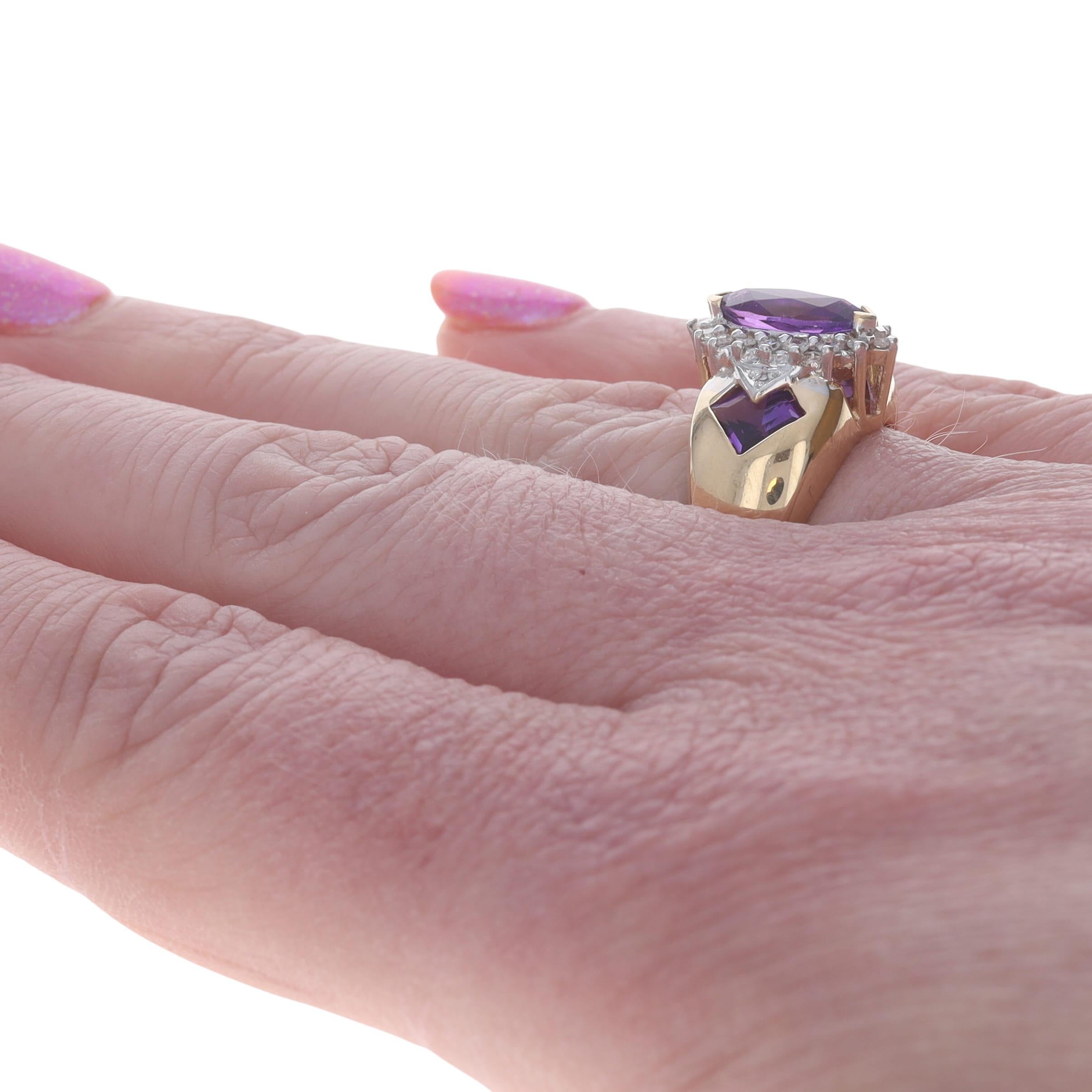 Anello con diamante e ametista in oro giallo - 14k Marquise 1.86ctw In condizioni ottime in vendita a Greensboro, NC