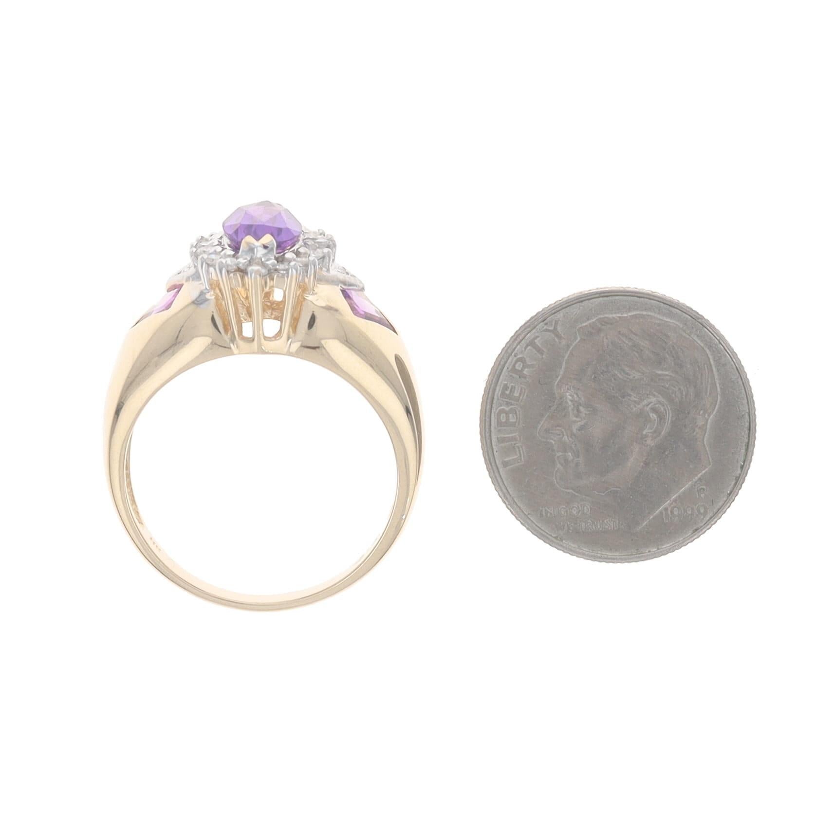 Donna Anello con diamante e ametista in oro giallo - 14k Marquise 1.86ctw in vendita