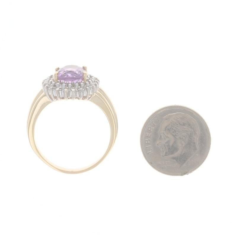 Bague halo en or jaune 14 carats avec améthyste et diamants - 2,77 carats poids total en vente 1