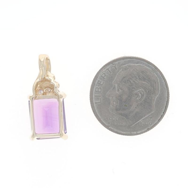 Pendentif en or jaune avec améthyste et diamant - 14k Emerald Cut 2.16ctw Excellent état - En vente à Greensboro, NC