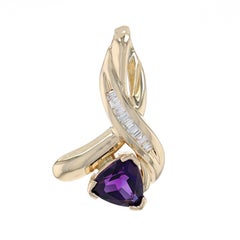 Yellow Gold Amethyst & Diamond Pendant - 14k Trillion 1.43ctw